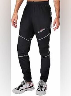 4 U Cycling men black fleece backed mountain biking pants 2XL x 31” inseam EUC